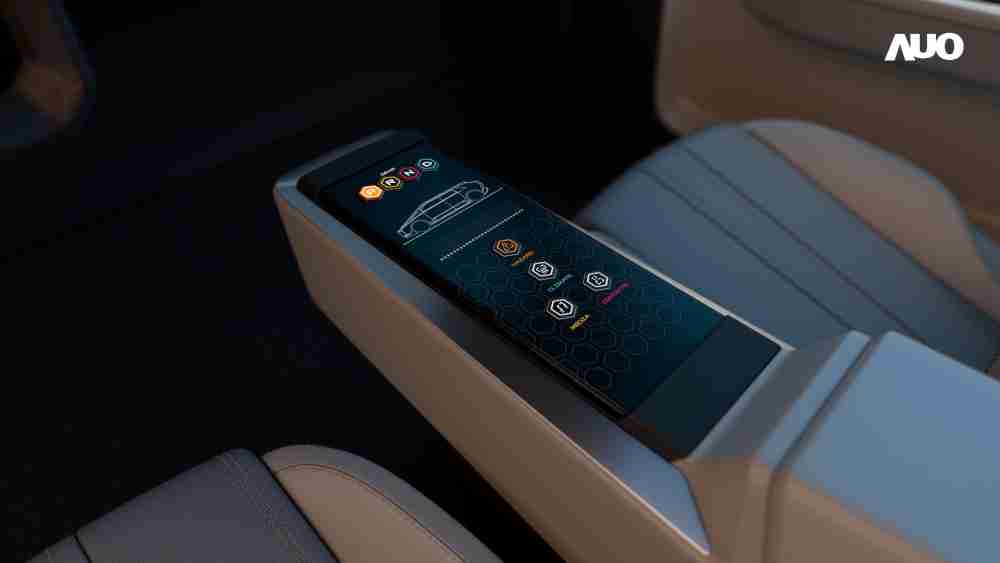 PG国际以人性化设计打造多变形态中控显示(Morphing Center Control)，，不使用时仅平面显示信息，，进行操作时，，，，显示器则会动态隆起，，，，转变成3D实体按钮，，，并有触觉回馈，，，展示人机互动新体验