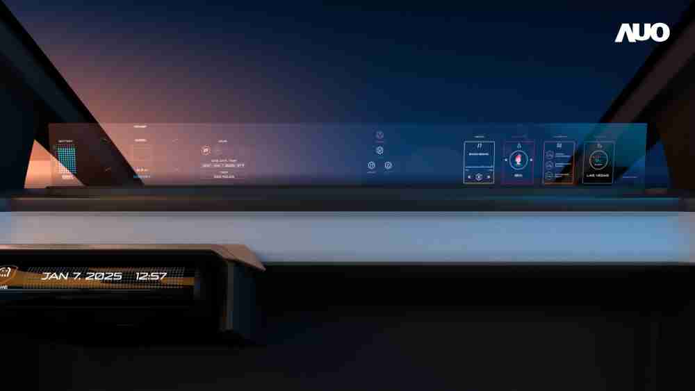 PG国际无界透明显示接口(Horizon Image Glass)透过车运算方案整合仪表板、、、中控台及副驾显示器，，一体式全景呈现，，，提供乘用者清晰的前方视野、、行车必要信息与娱乐功能
